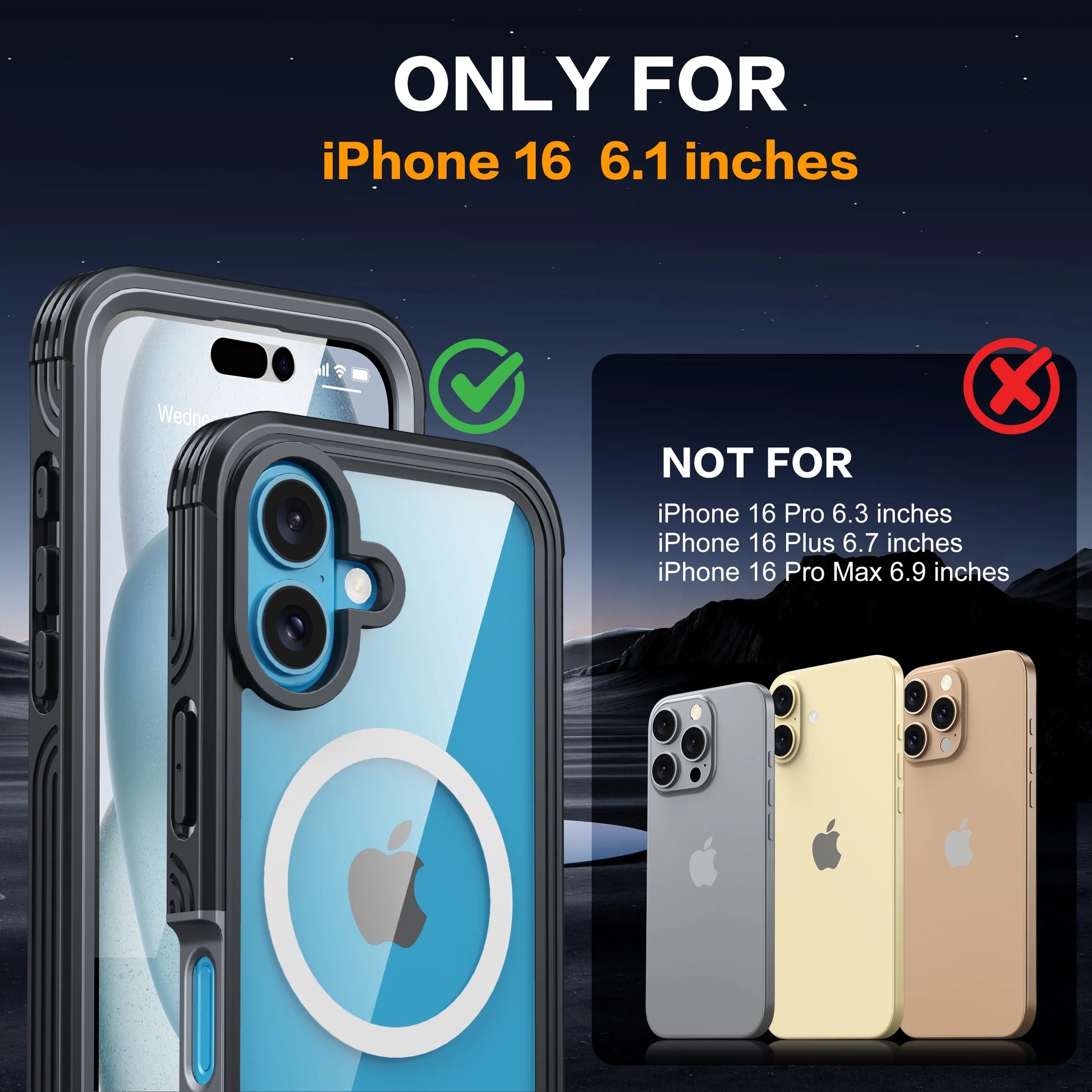 for Iphone 16 Case, Double Front Frame Built-In 9H Tempered Glass Screen Protector + Privacy Screen Protector, Compatible with Magsafe, Magnetic Phone Case for Iphone 16-Black